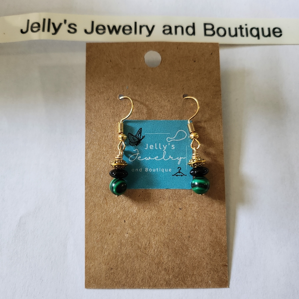 Jelly's Jewelry And Boutique Handcrafted, Nwt, Malachite Beaded, Hanging Earring